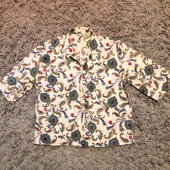 Vintage 1950s Blouse w/ Novelty Paisley Print - Picture 1 of 5